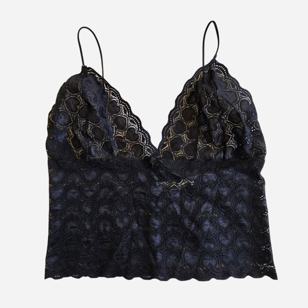 y2k heart lace triangle bra crop lingerie top.